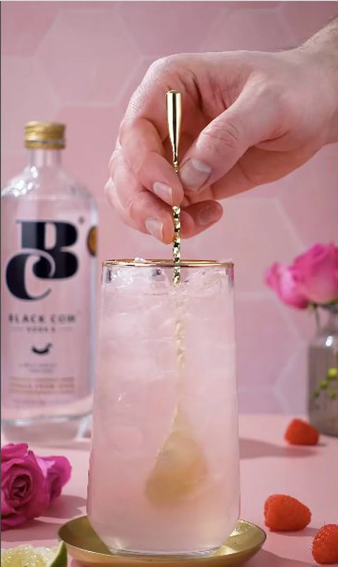 Raspberry & Rose Mojito with Karma Drinks cocktail recipe by Gin & Domic