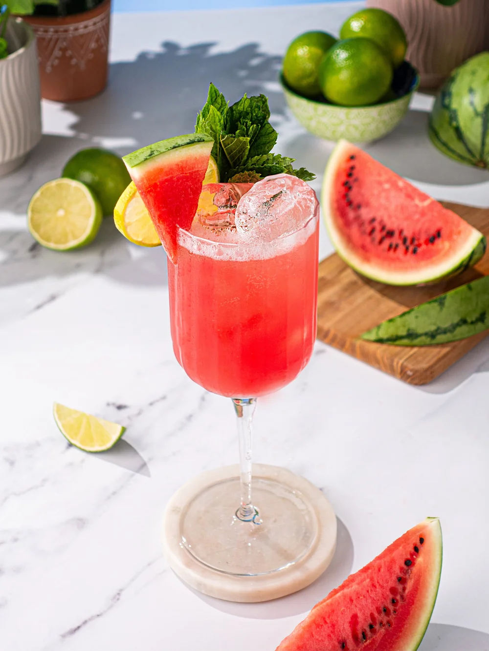 Watermelon margarita serve