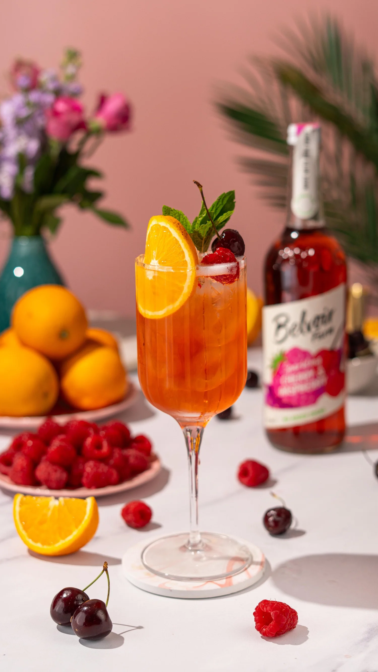 Raspberry & Cherry Aperol Spritz cocktail recipe by Gin & Domic