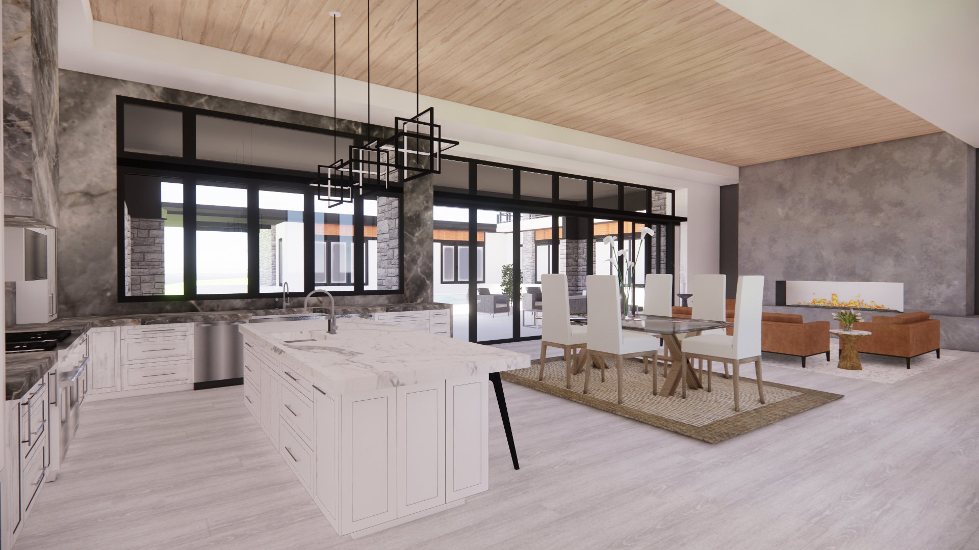 High Tech Modern Residence kitchen, designed by custom home architect Dawn Christine.