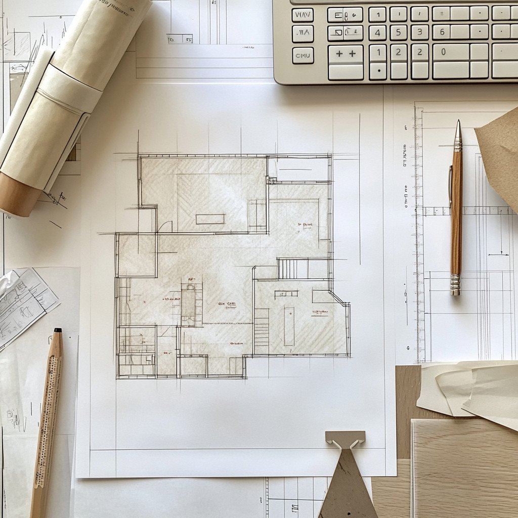 Architectural floor plan drawing, a key part of the Dawn Christine design process.