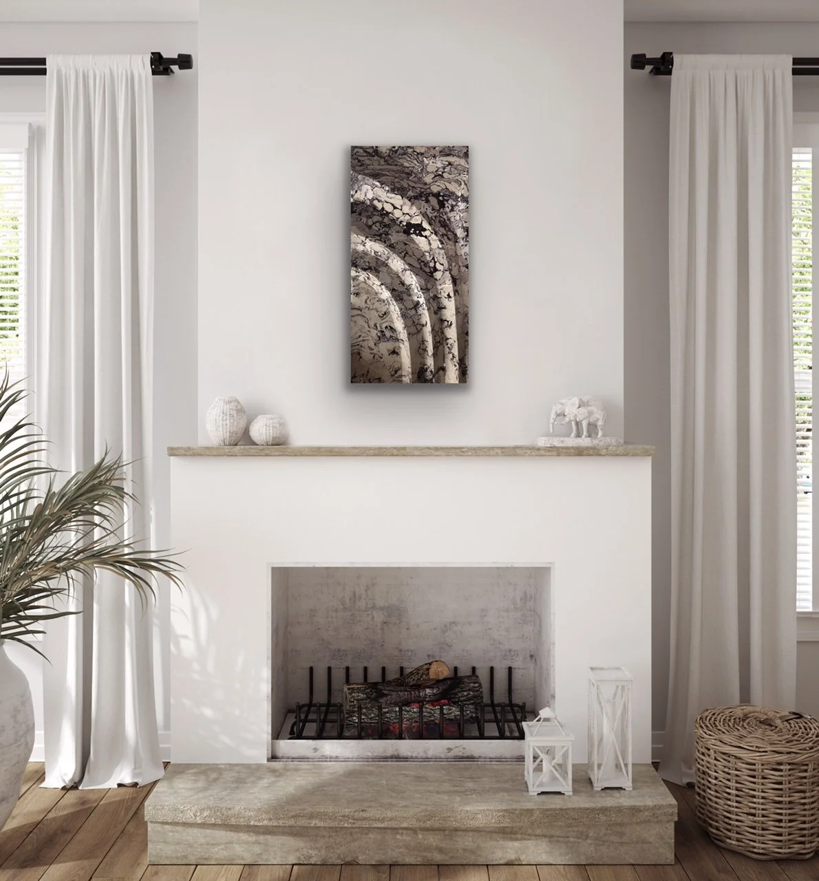 Egyptian Palm I - Black and White Marble Effect - styling inspiration 1