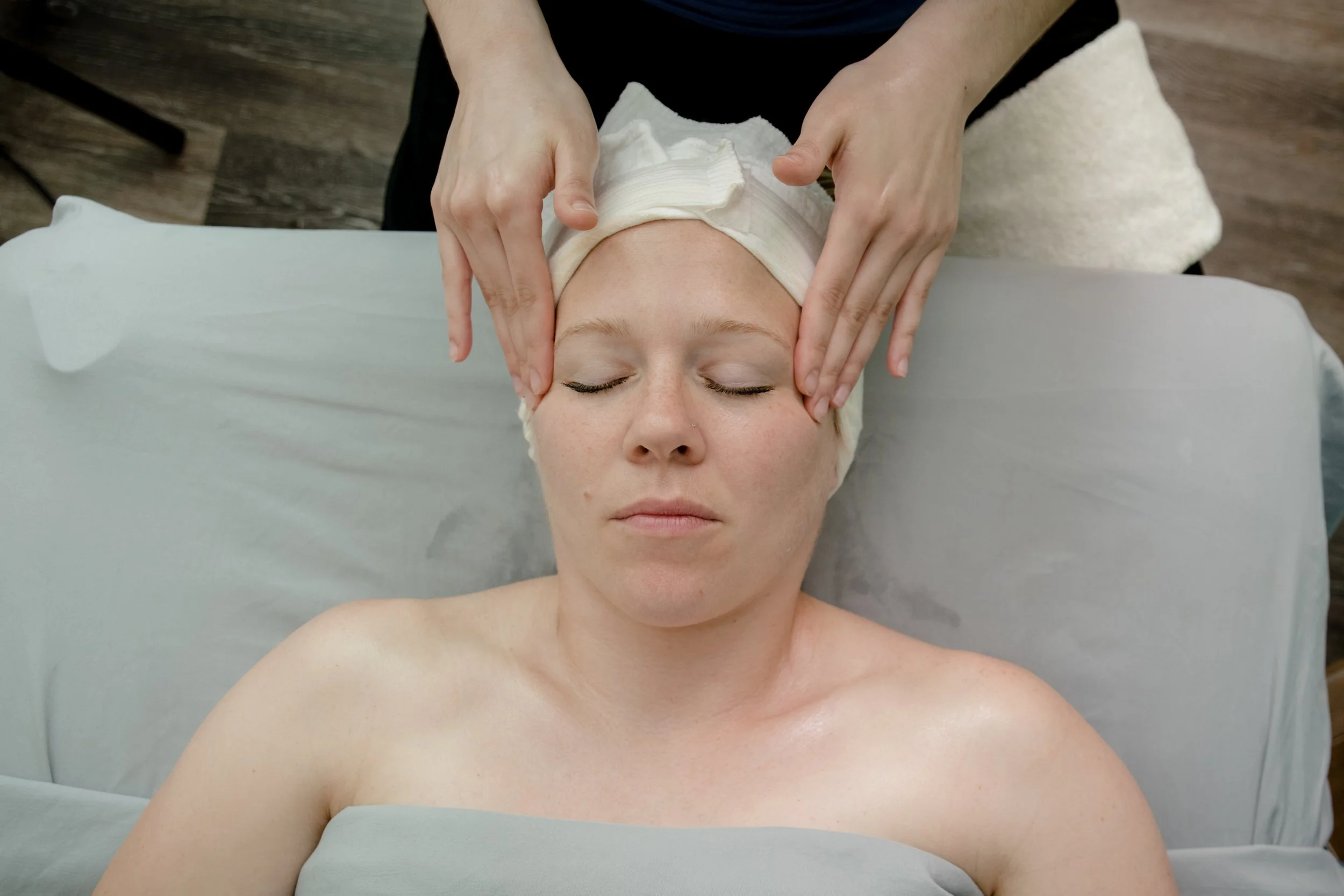Gentle facial massage at August Moon Spa