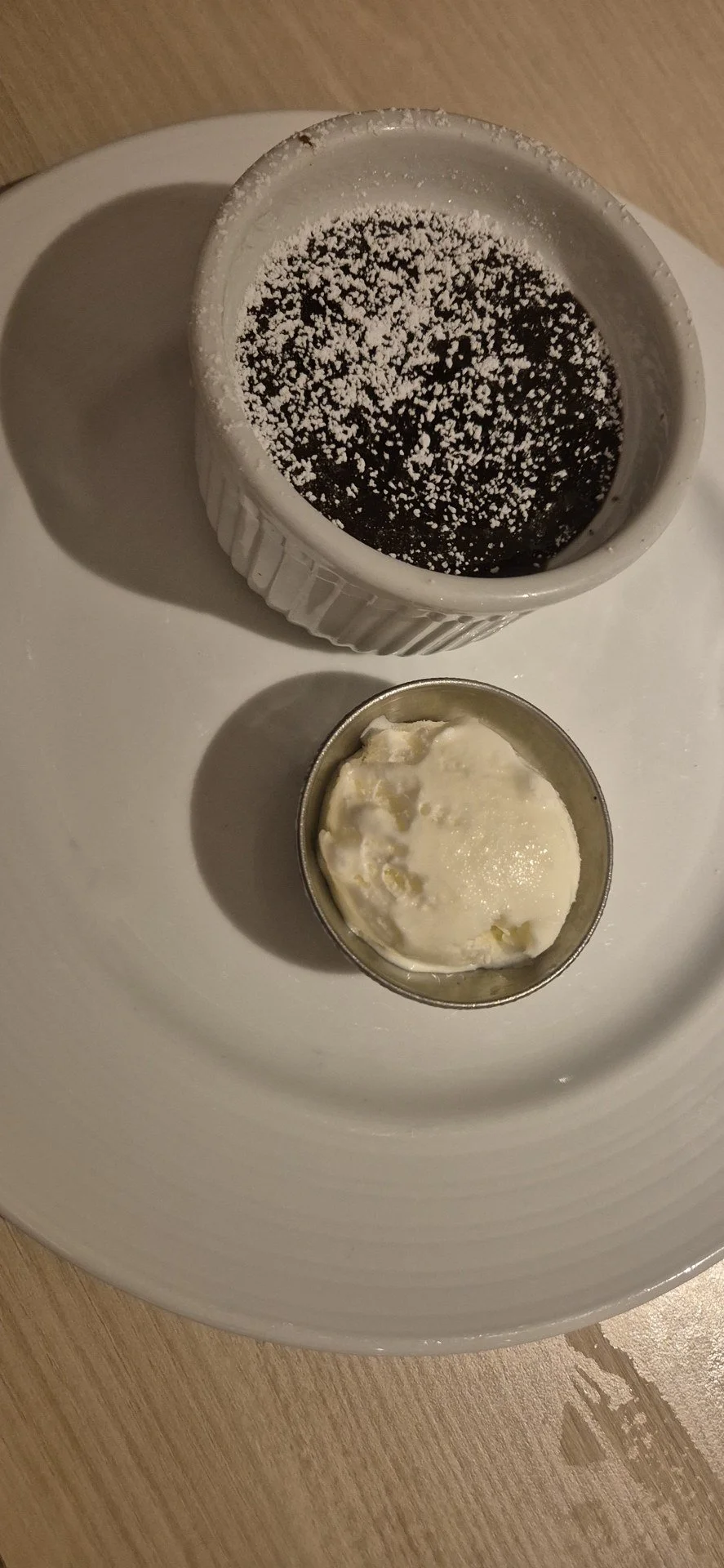 Dessert served with cream.