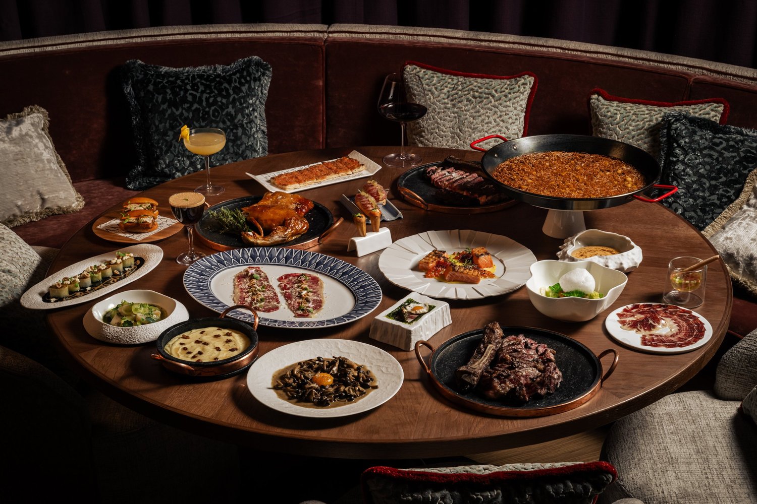 A table spread at Bazaar Meat Miami Beach