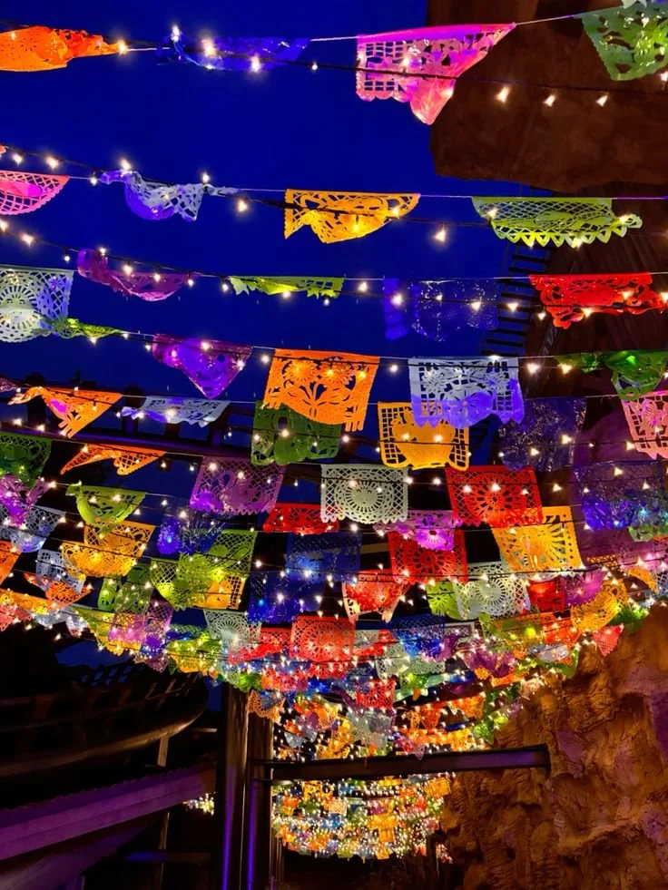 Mexican Flags at Night
