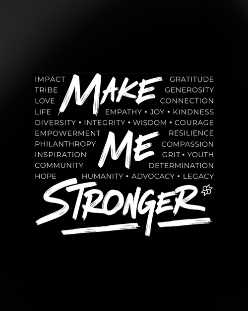 Make Me Stronger typographic design used on merch