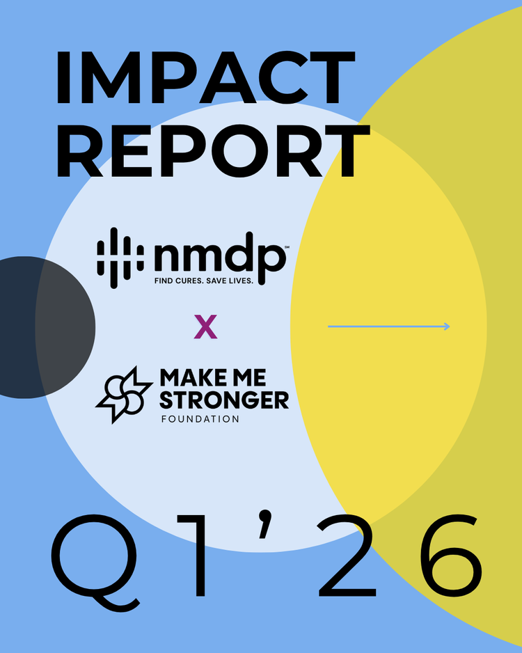Impact report Q1 2026 cover slide, NMDP x Make Me Stronger