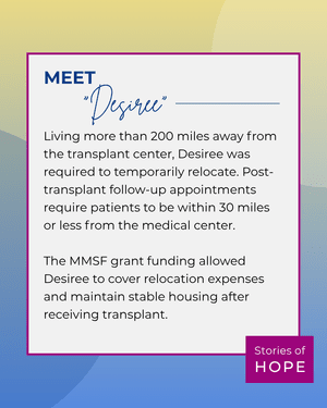 MMSF Stories of Hope post featuring a patient grantee