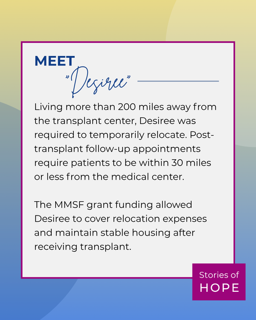 MMSF Stories of Hope post featuring a patient grantee