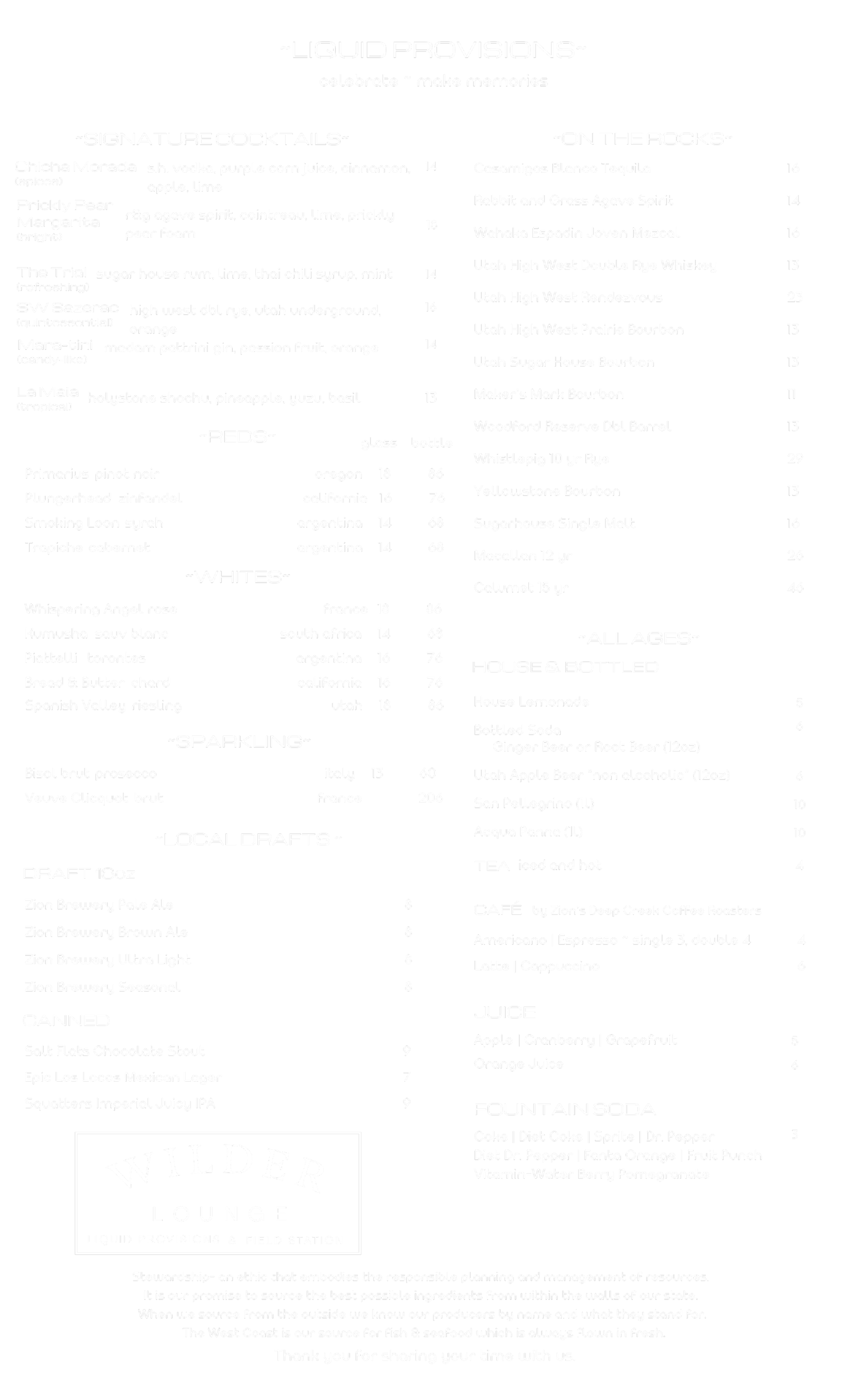 drinks menu
