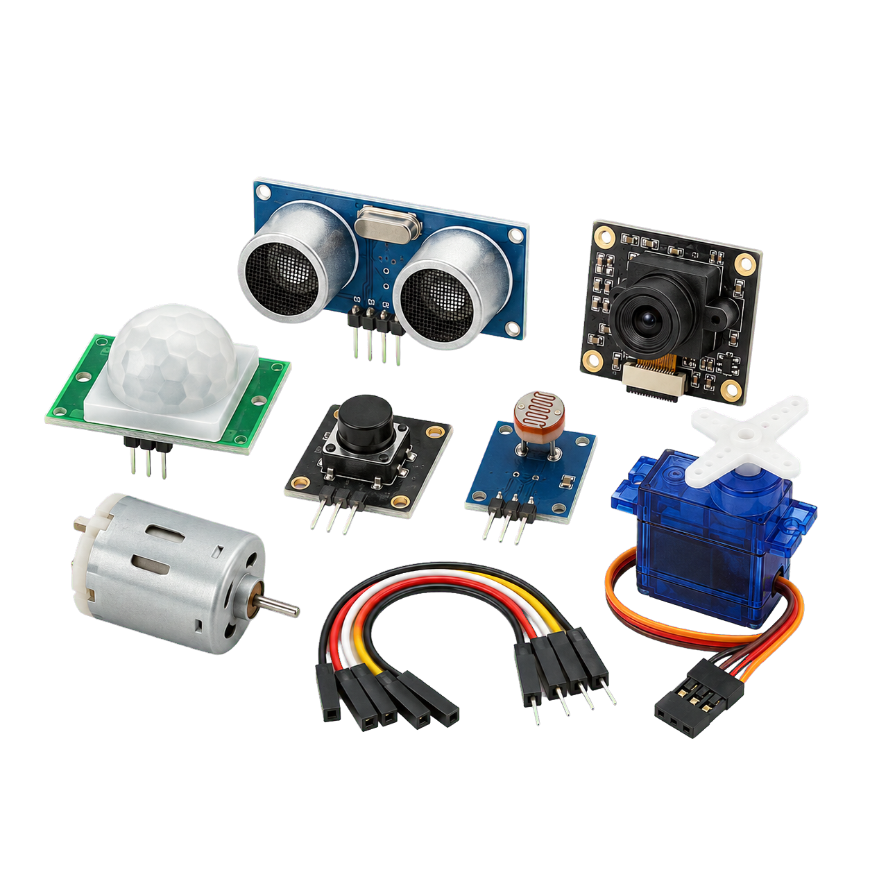 Educational sensors, interfaces, motor and servo modules