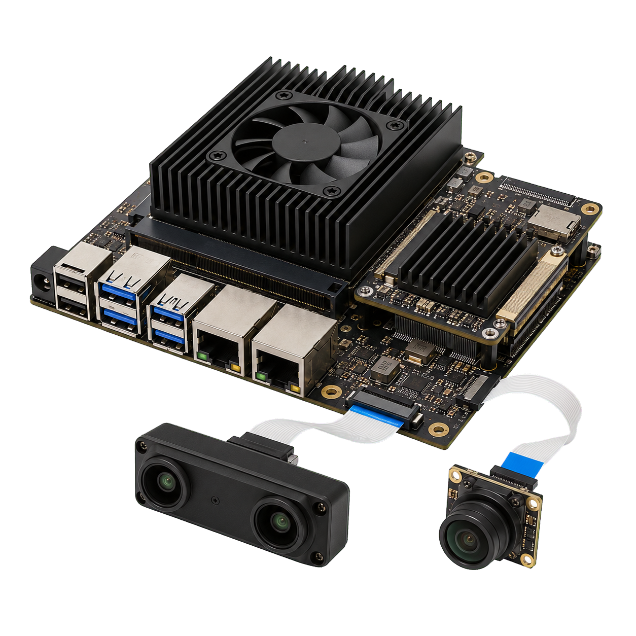 Edge AI computing platform with cooling, connectivity and computer vision cameras