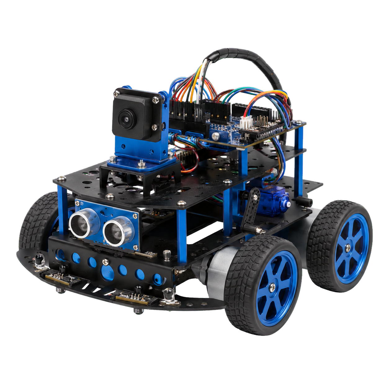 Educational robotics and AI kit with sensors, camera and programmable controller