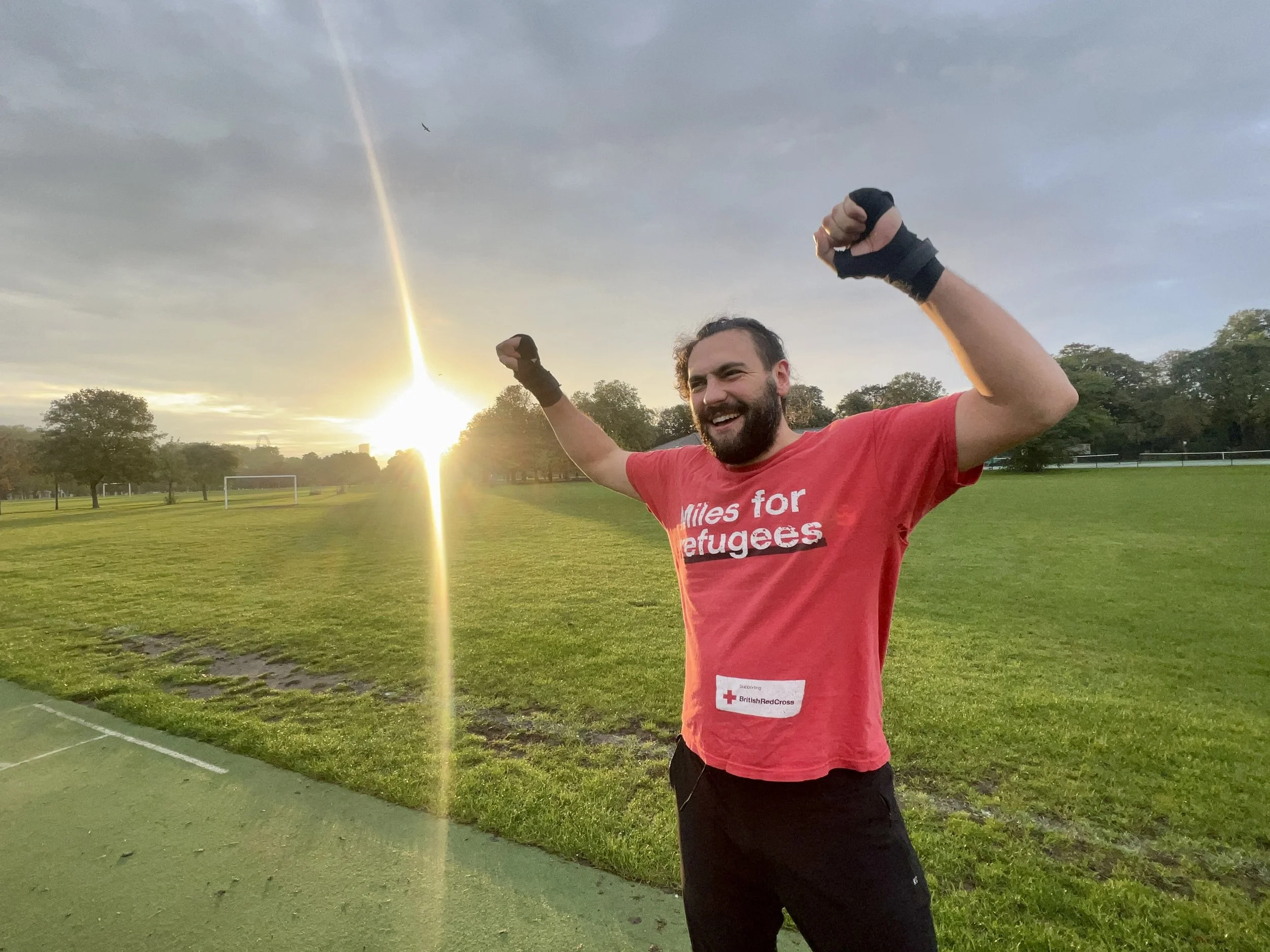 Outdoor boxing coaching moment at The MAW Studios in Hackney Wick