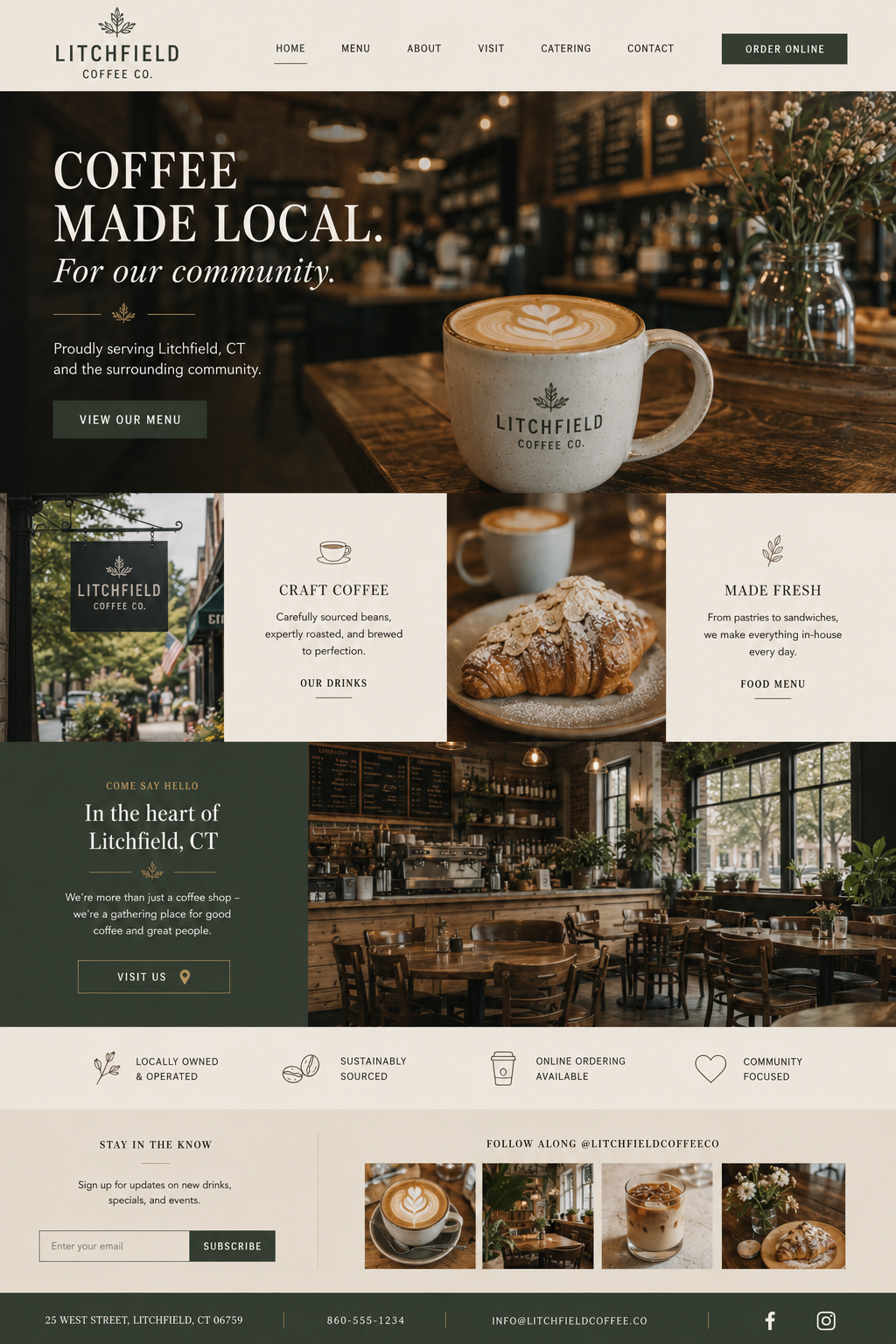 Sample cafe website design concept