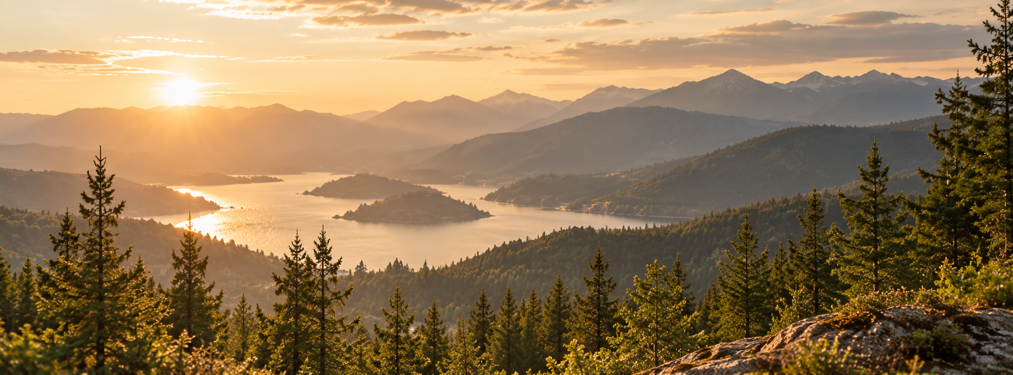 Serene golden mountain landscape
