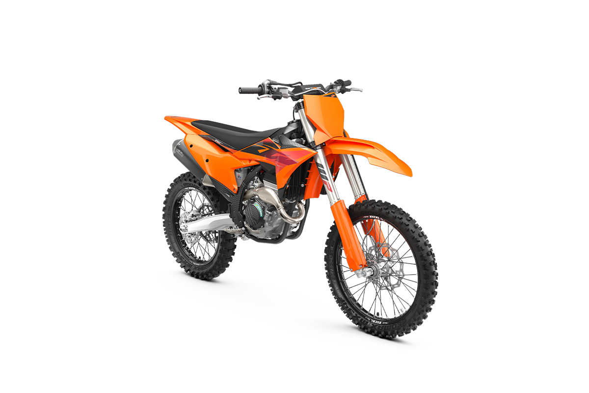 2027 KTM 250 SX-F front three-quarter view