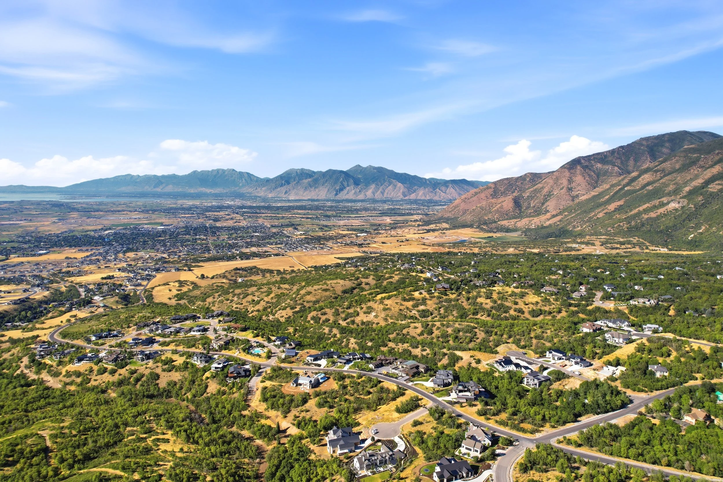 Mountain slopes and residential areas in Woodland Hills Utah
