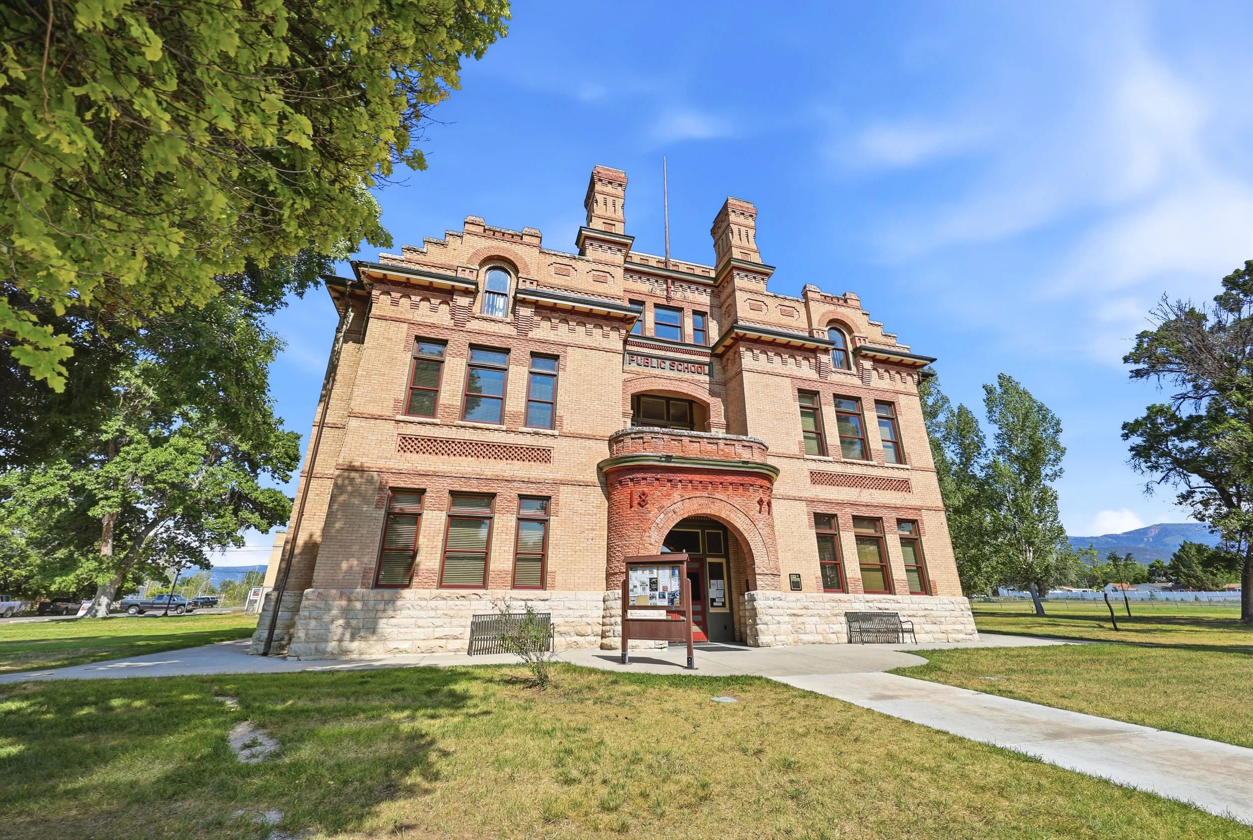 Historic schoolhouse architecture in Spring City Utah