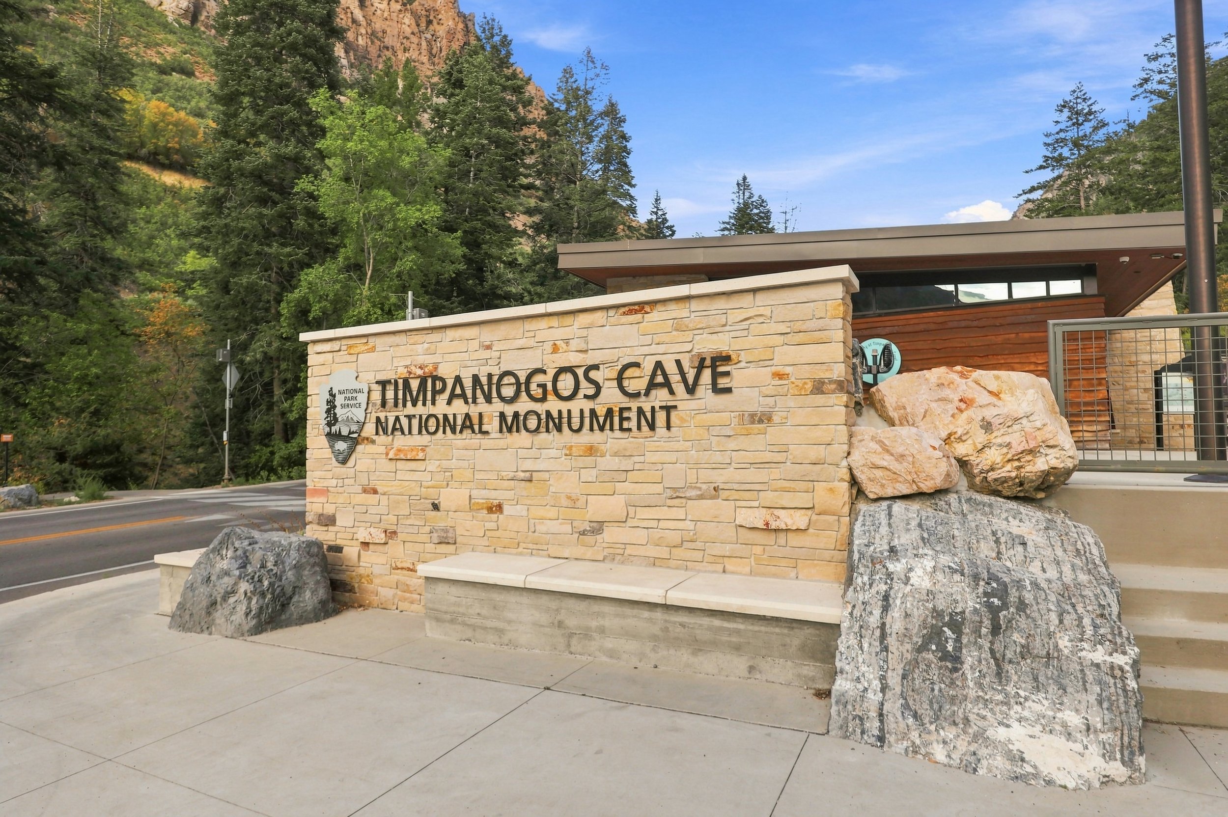 Timpanogos Cave National Monument entrance in American Fork Canyon east of Alpine Utah