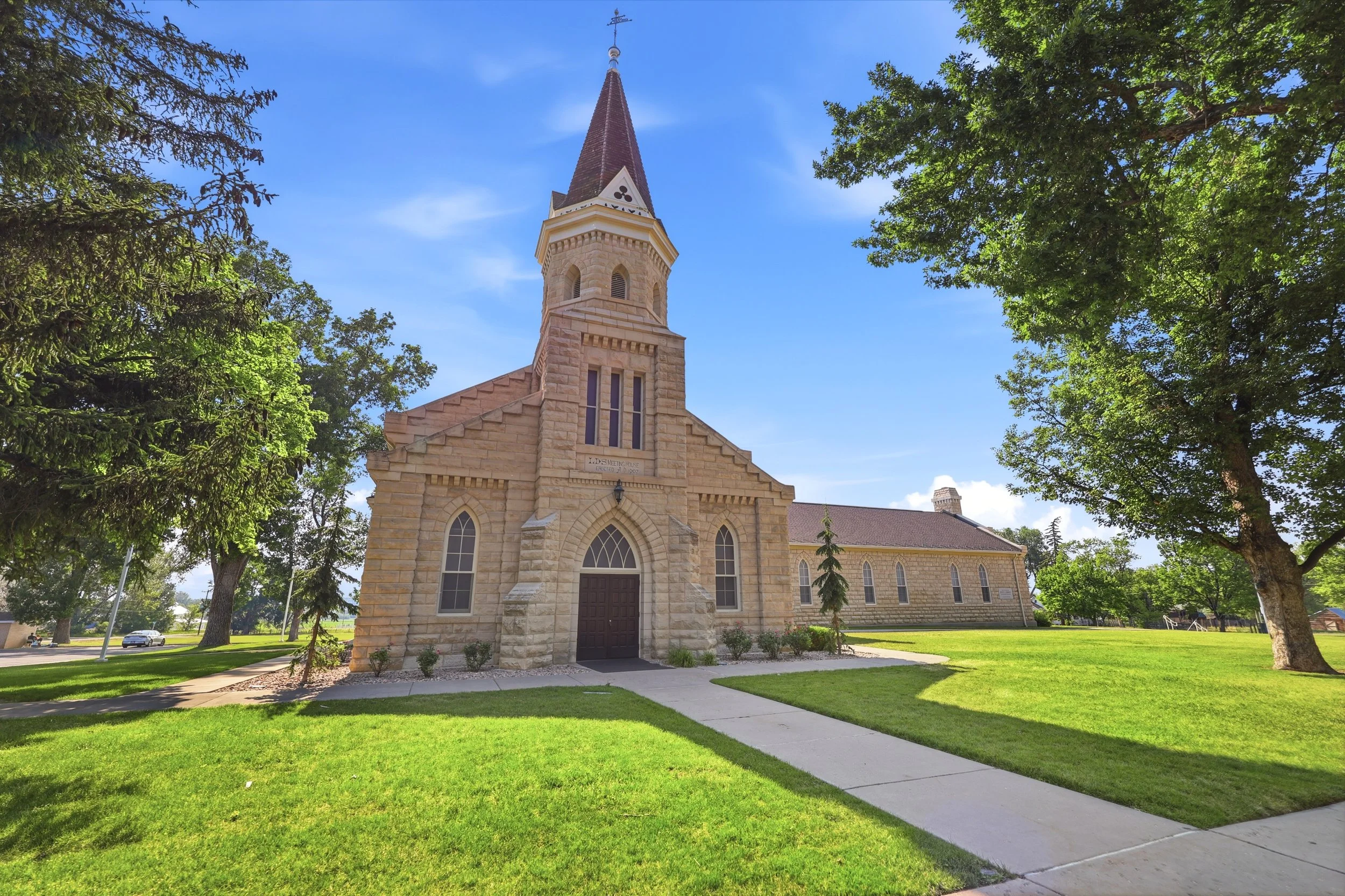 Stone church landmark in Spring City Utah