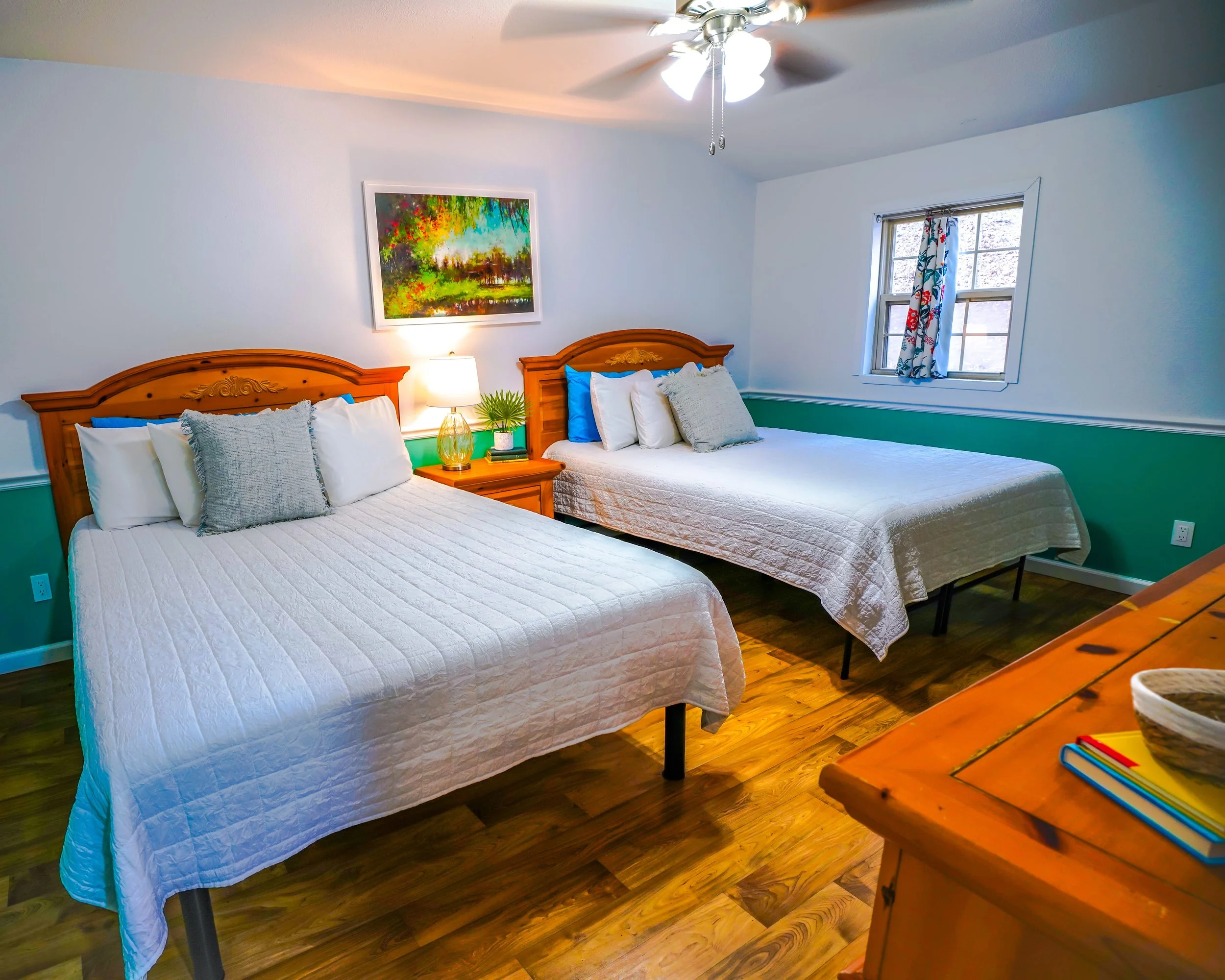 Holiday Hills Cabin in the woods bedroom with two beds