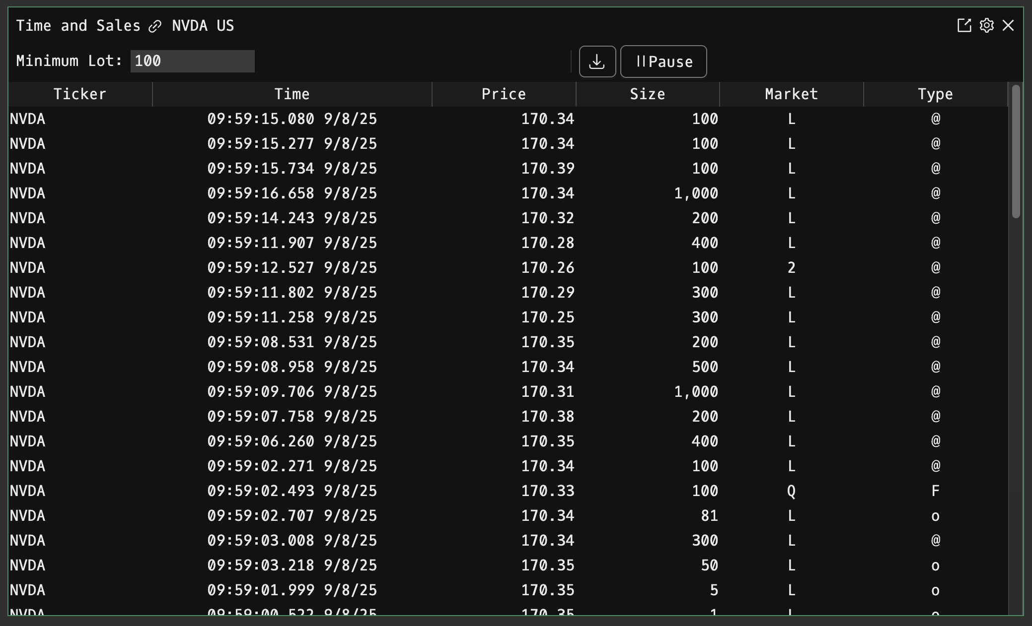 TAS command example