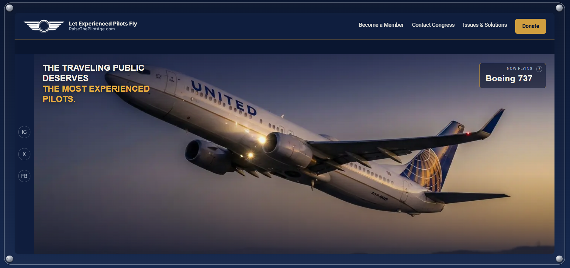 Refreshed RaiseThePilotAge.com homepage