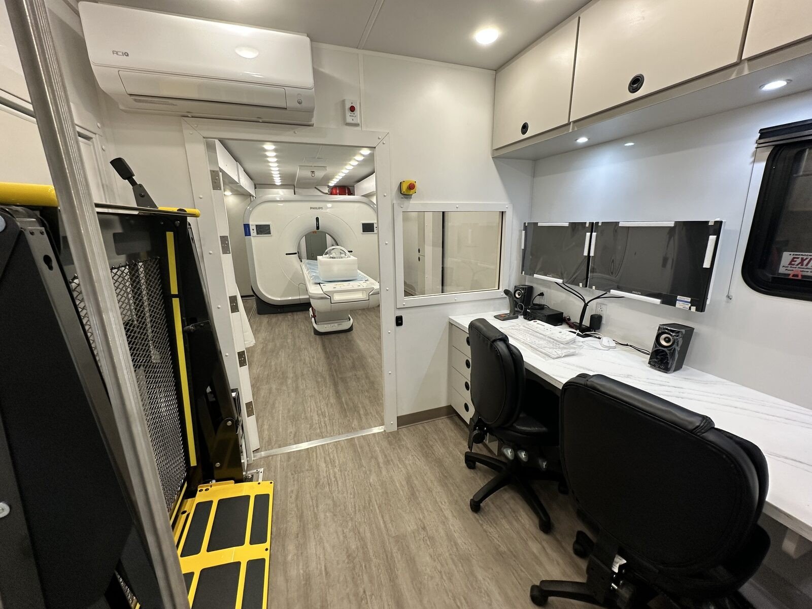 UAMS coach interior — CT technologist workstation