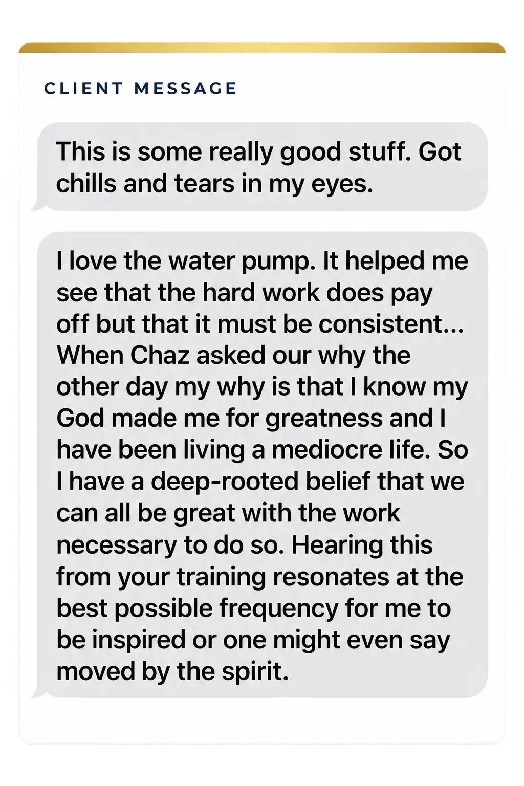 Client testimonial