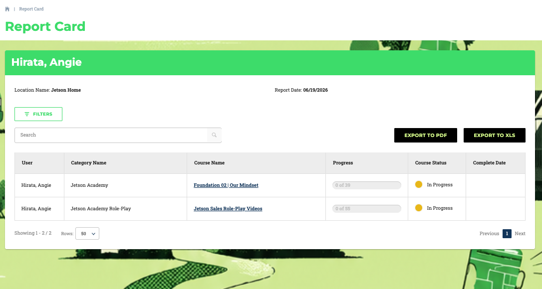 Reporting dashboard