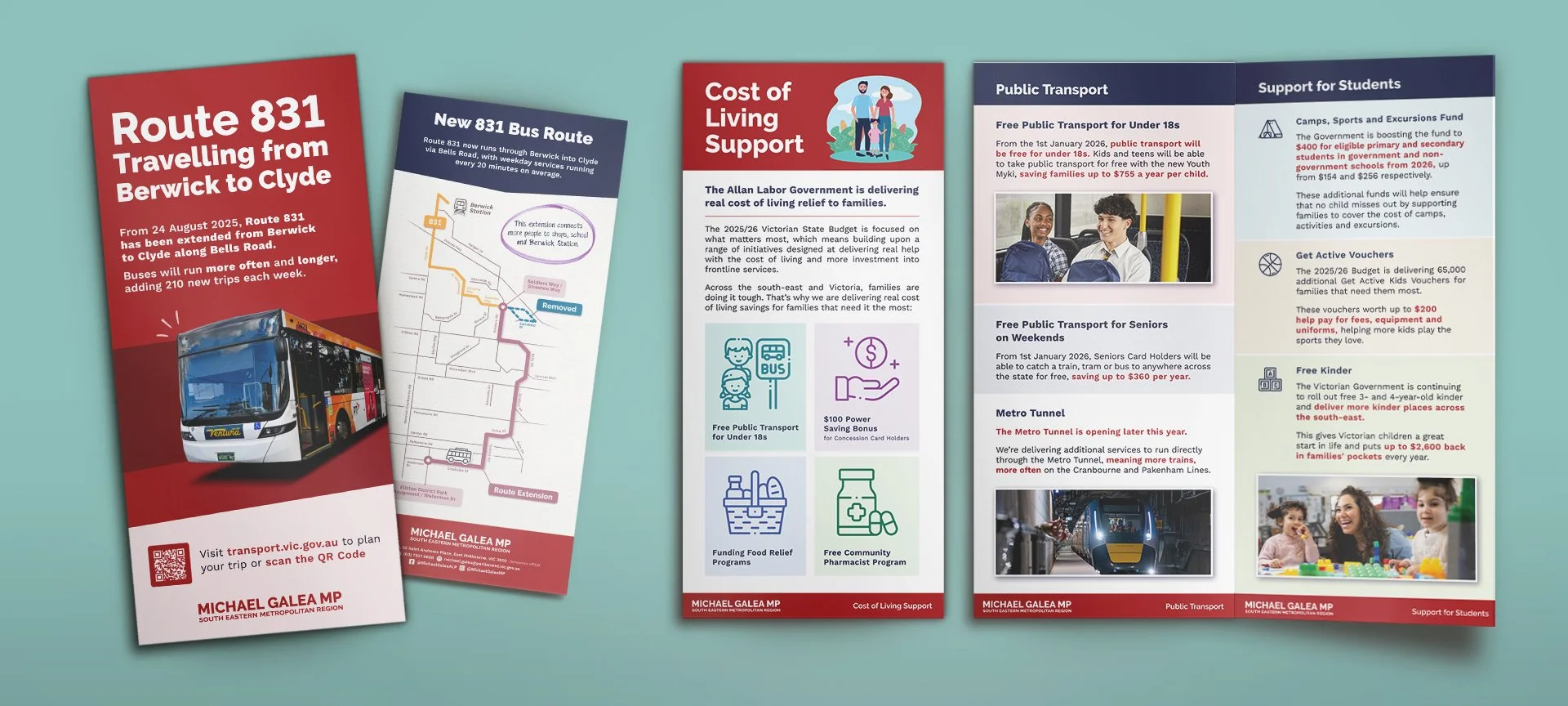 Spread of DL-sized mailouts for Michael Galea, member of Parliament