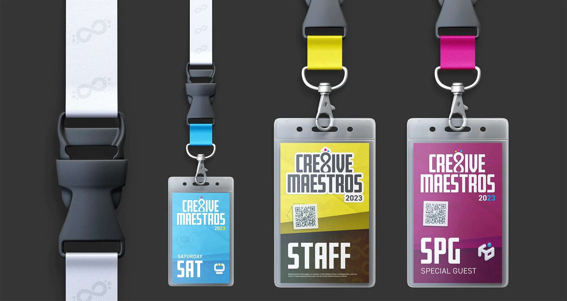 Mockup of entry badges for concept creative conference