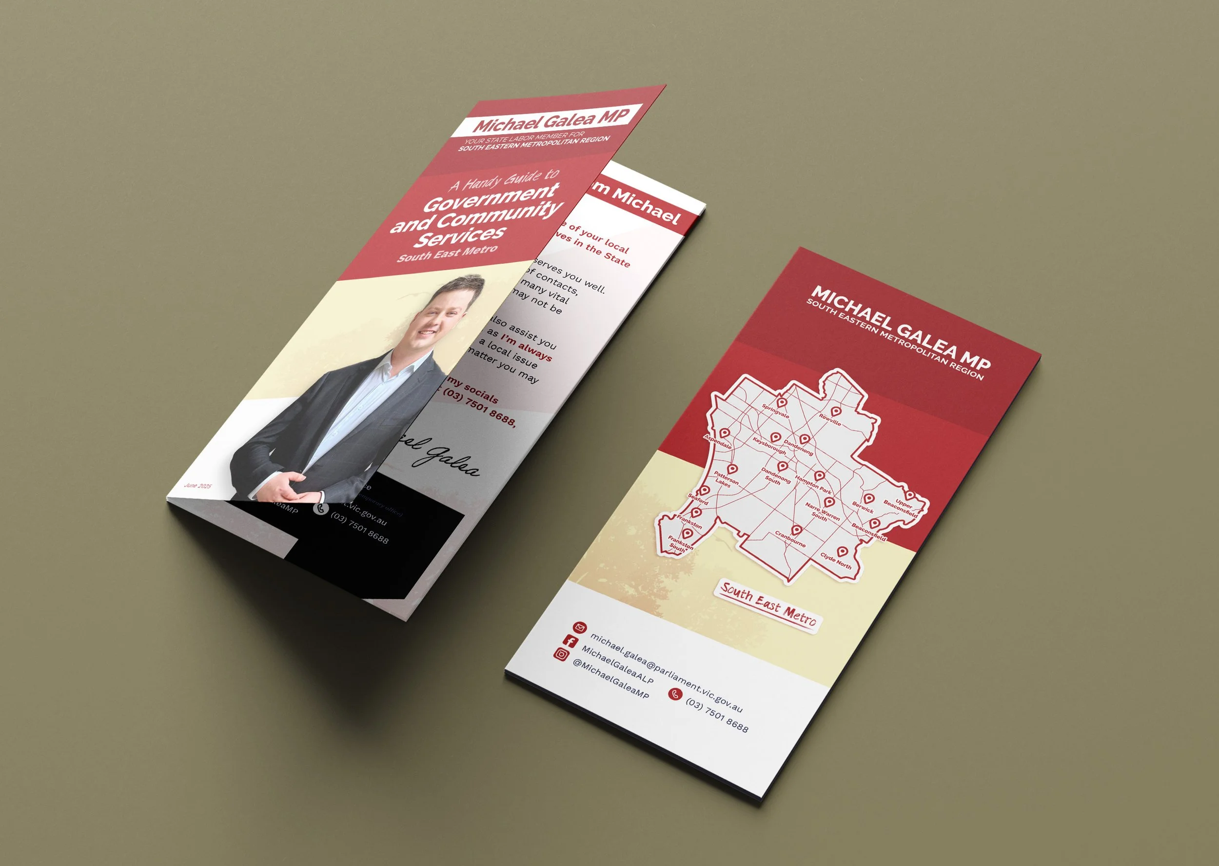 A DL-sized community guide design for Michael Galea, member of Parliament