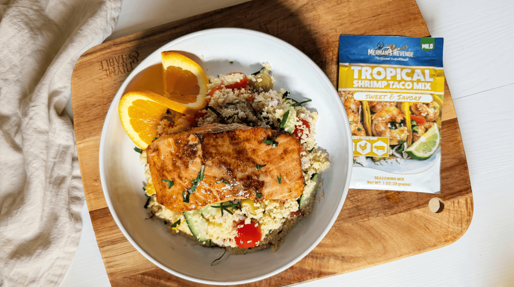 Orange Salmon over Couscous Salad