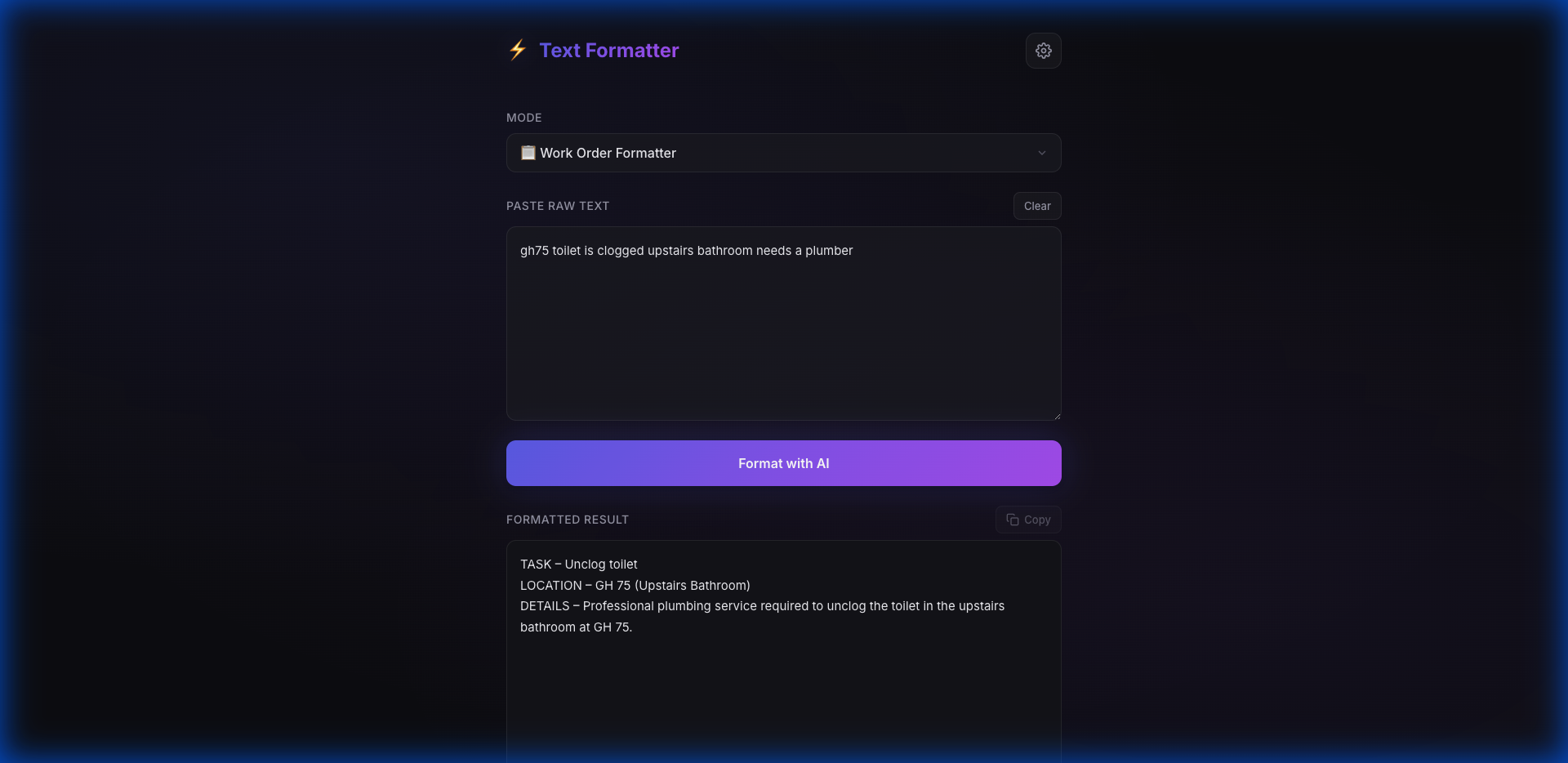 Text Formatter Application Interface