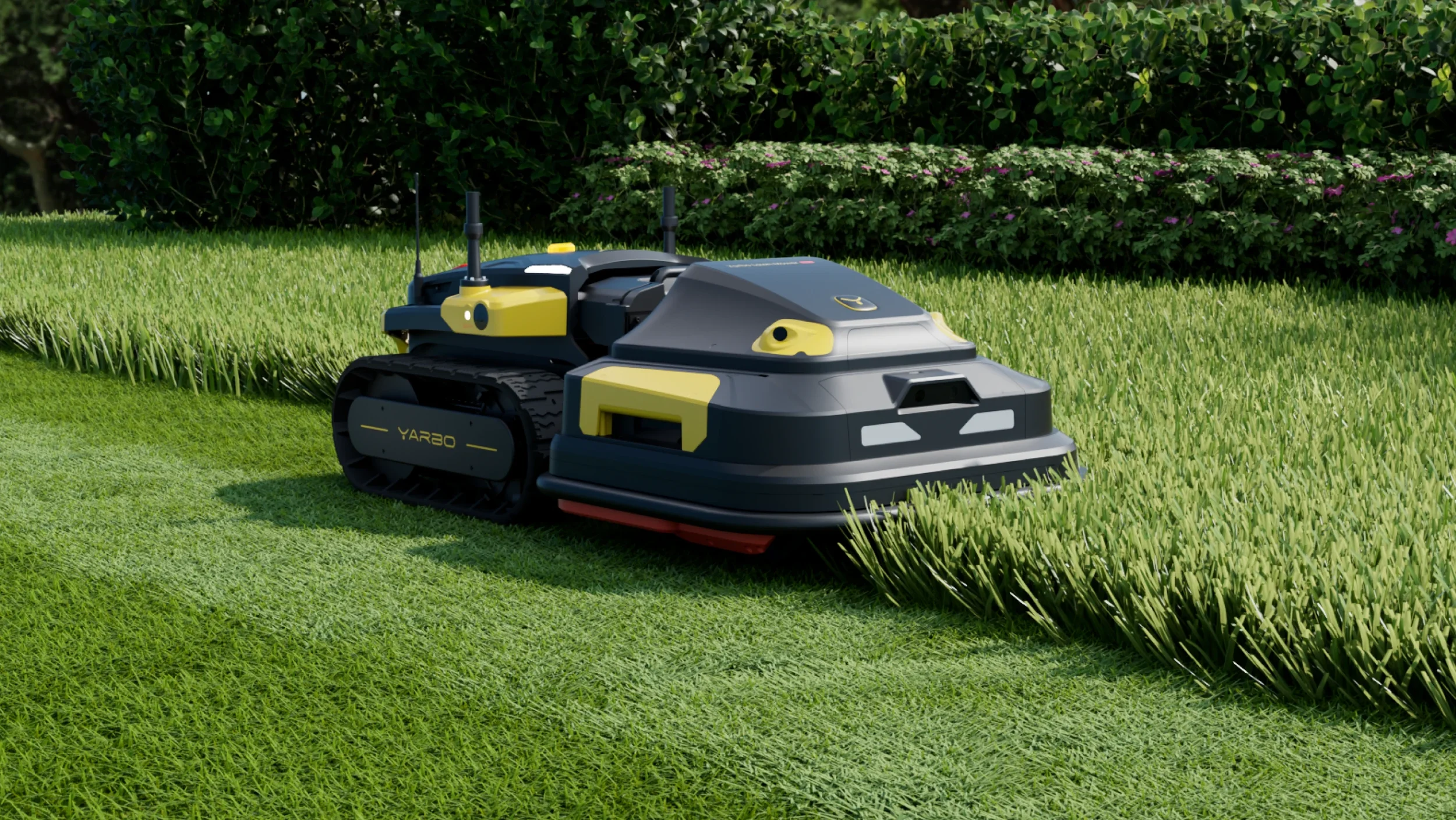 Yarbo Lawn Mower Pro cutting through a lush green lawn