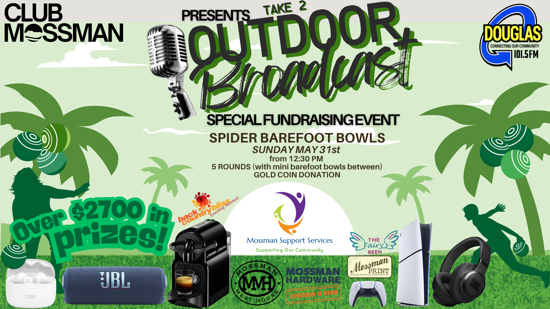 Douglas FM Live Broadcast — Barefoot Bowls Fundraiser