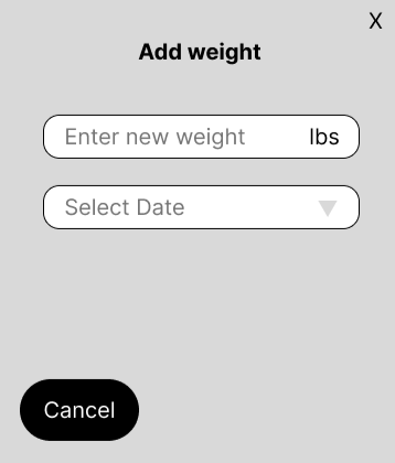 Initial weight tracking wireframe