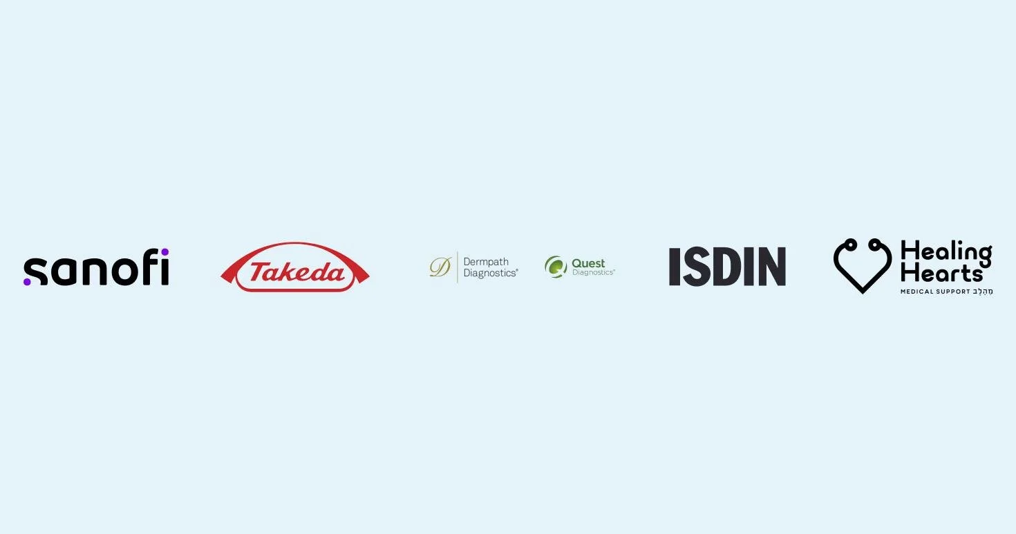 Sanofi, Takeda, Dermpath Diagnostics and Quest Diagnostics, ISDIN, Healing Hearts