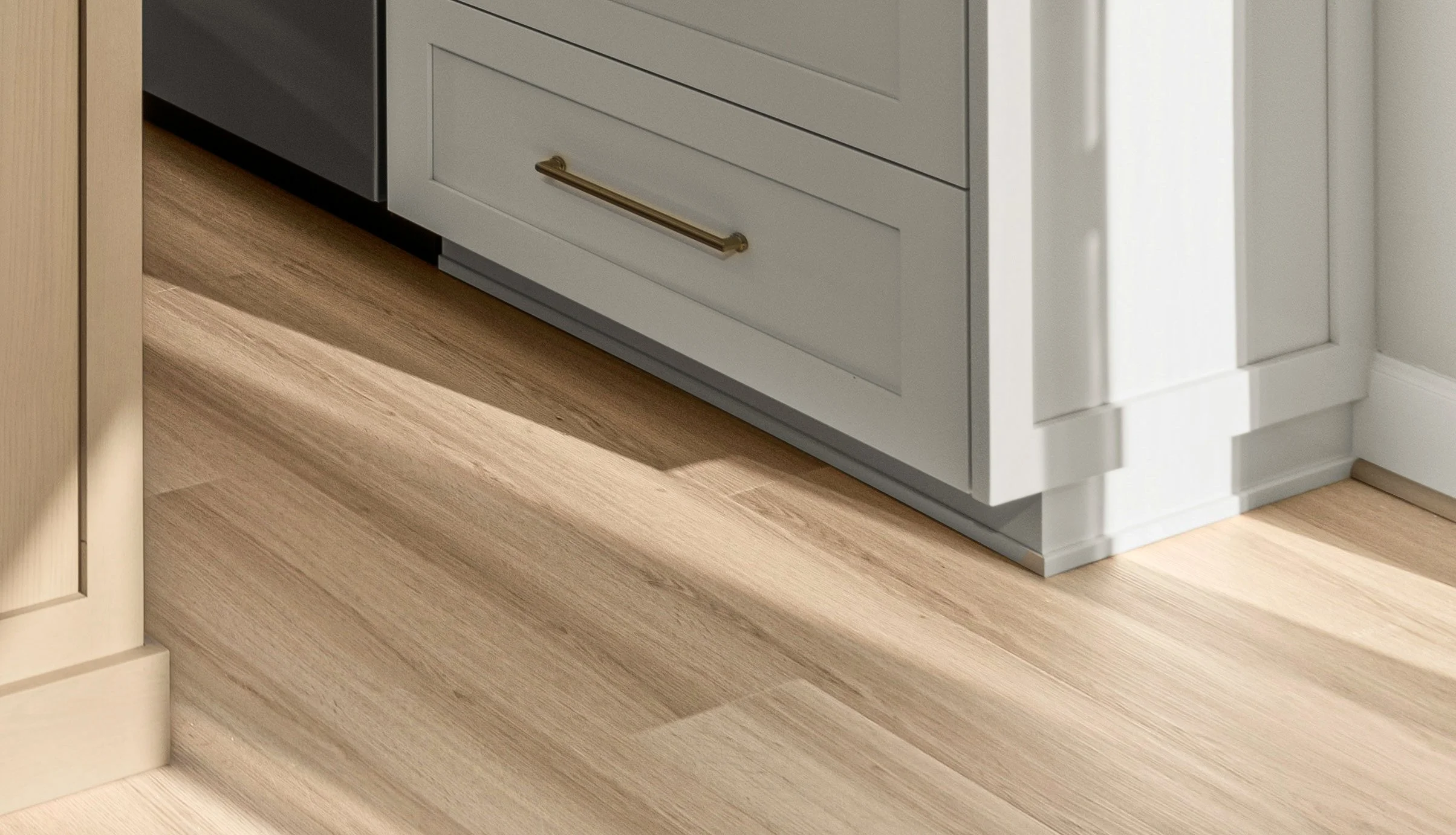 Luxury vinyl plank flooring in modern Tacoma kitchen renovation