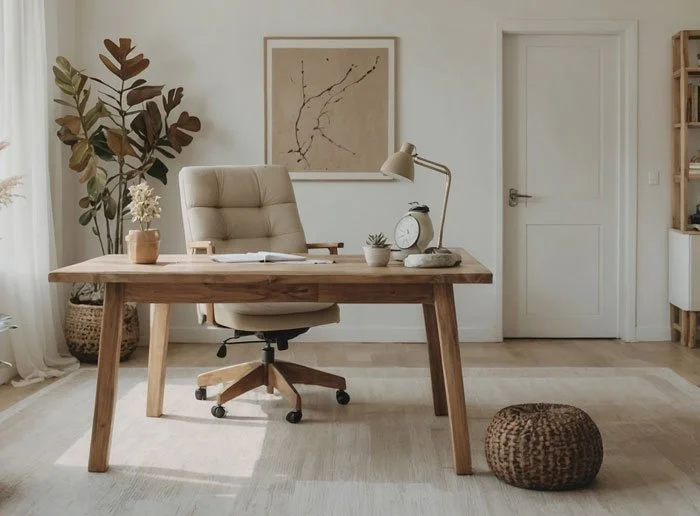 Quiet basement home office with built-ins and task lighting in a Maple Valley WA remodel