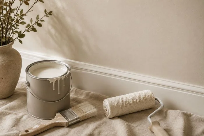 Coordinated paint colors, textures, and finishes in a remodeled home