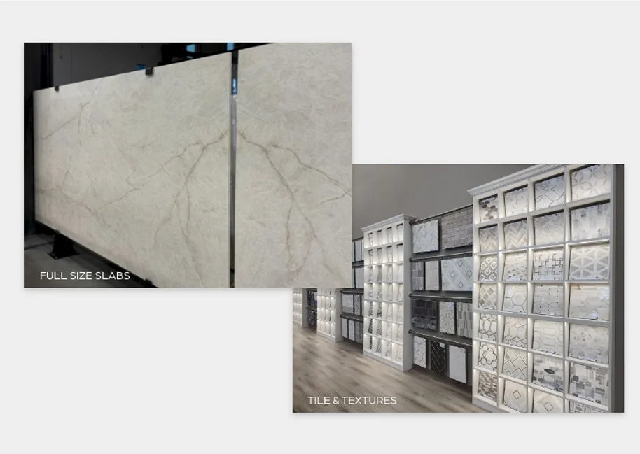 Showroom visit with slabs and tile