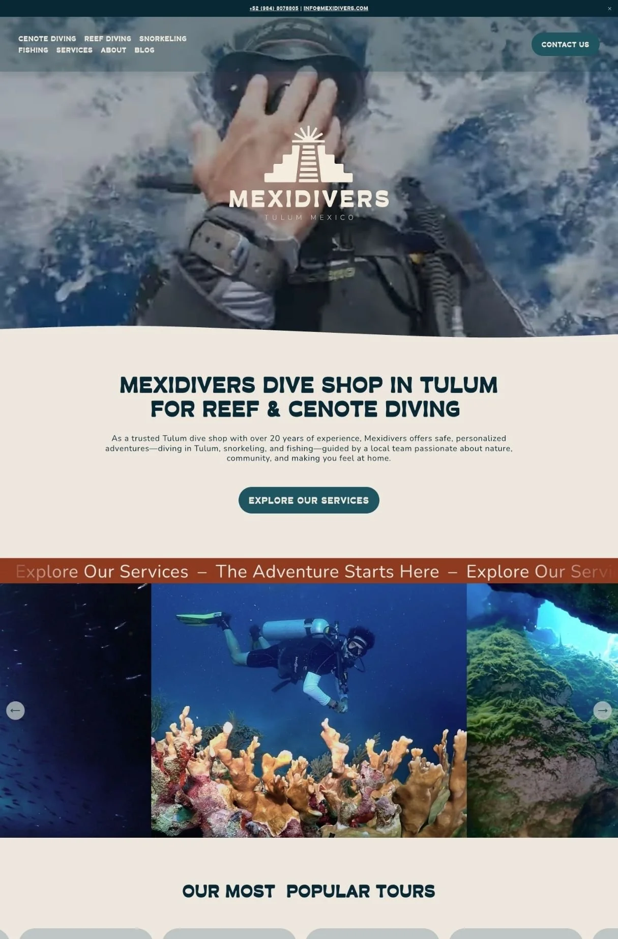 Mexi Divers — dive school website