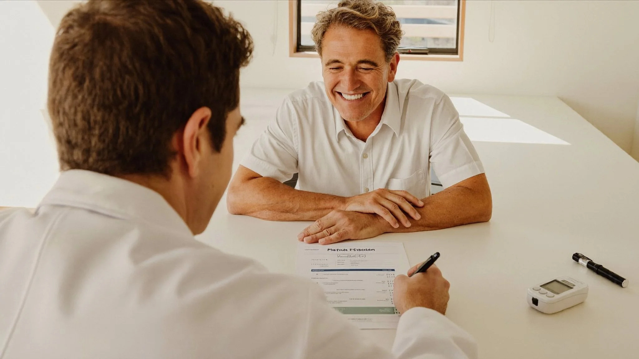 Diabetic doctor near me McAllen, a physician reviewing A1C results with a patient during a diabetes follow-up visit