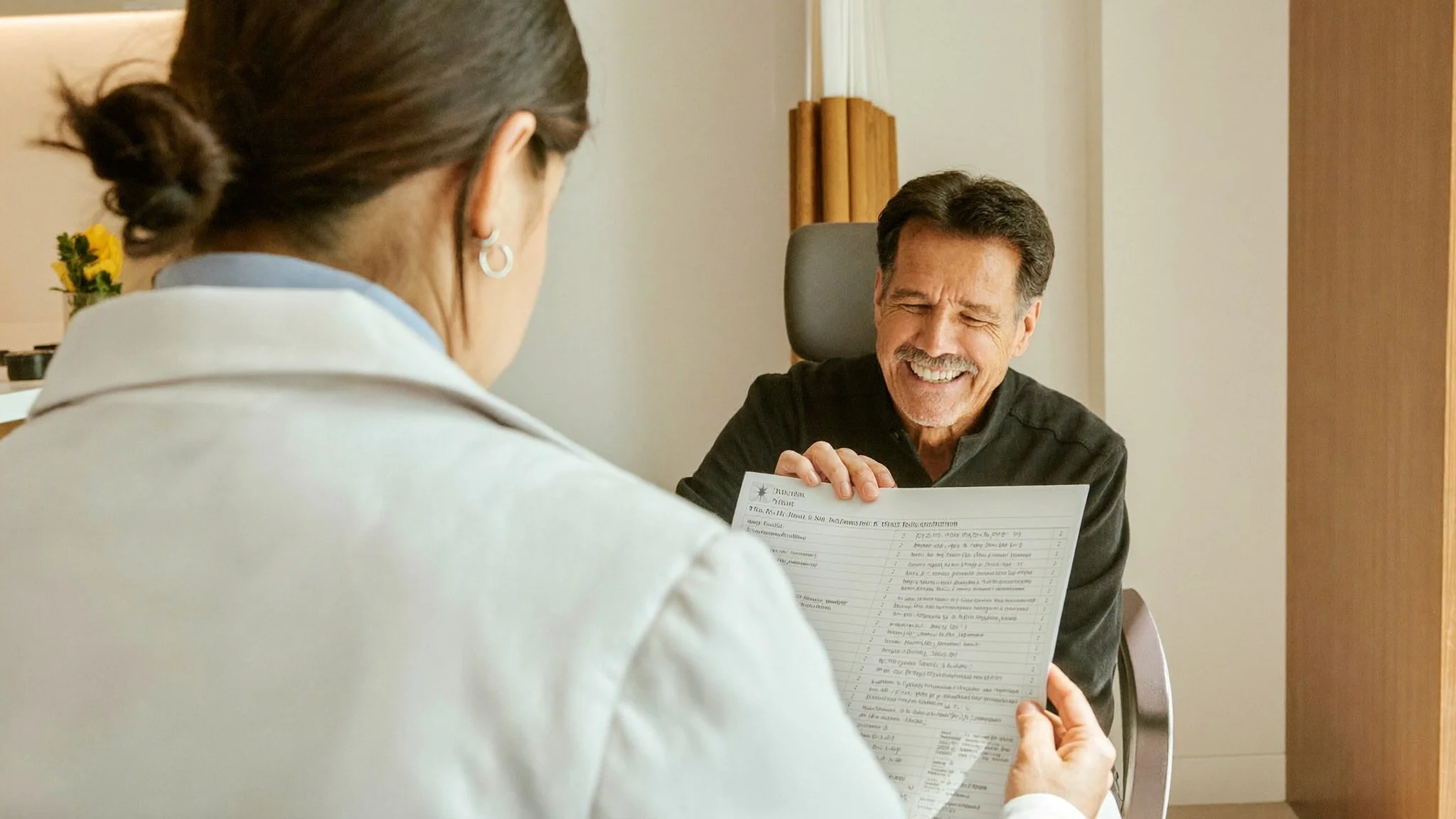 Chronic care management program McAllen, a physician and patient reviewing a printed care plan together in an exam room