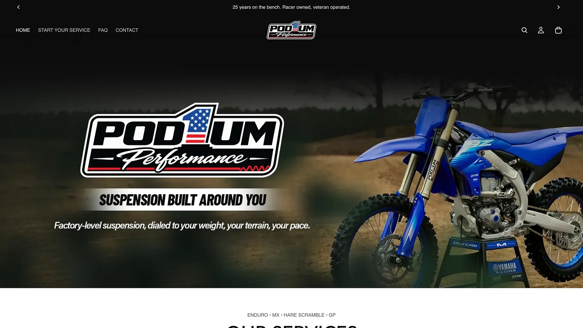 Pod1um Performance Shopify website development, desktop homepage