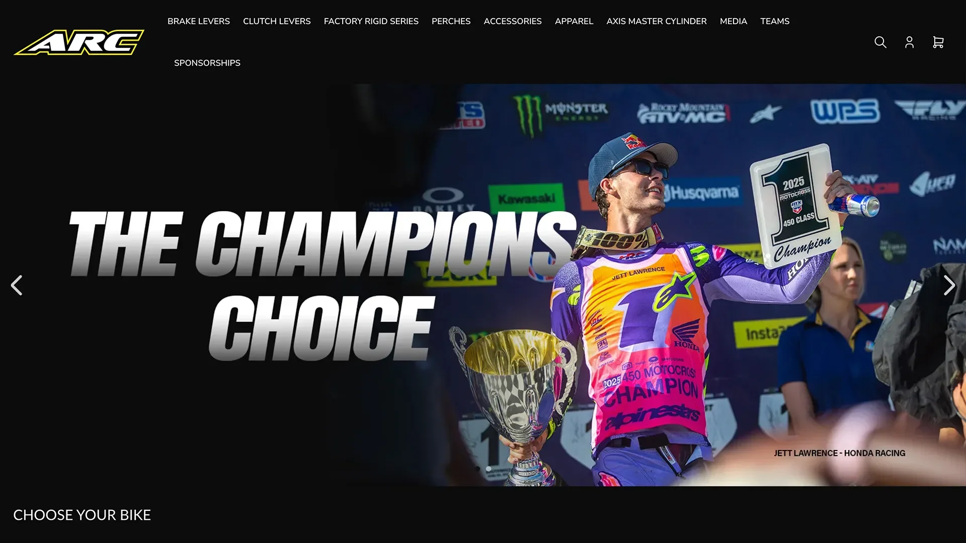 ARC Levers Shopify website development, desktop homepage